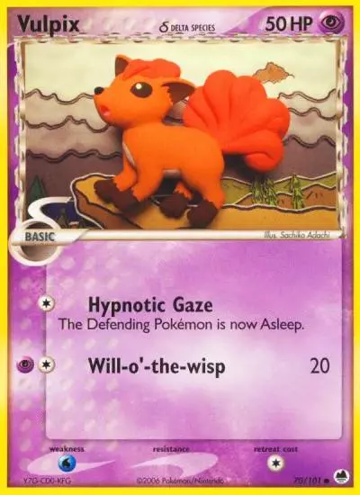 Vulpix δ 70/101 Dragon Frontiers Pokemon card