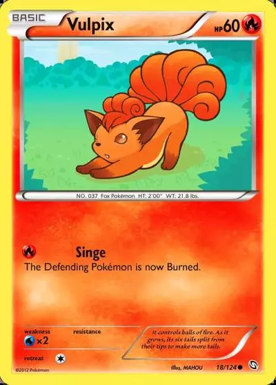 Vulpix 18/124 Dragons Exalted Pokemon card