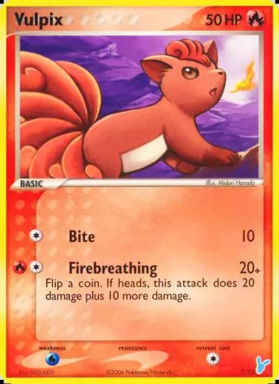 Vulpix 7/12 EX Trainer Kit 2 Minun Pokemon card