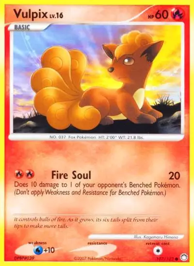 Vulpix 107/123 Mysterious Treasures Pokemon card