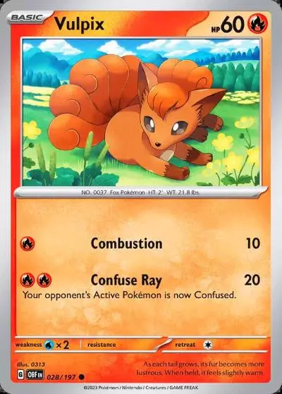 Vulpix 28/197 Obsidian Flames Pokemon card