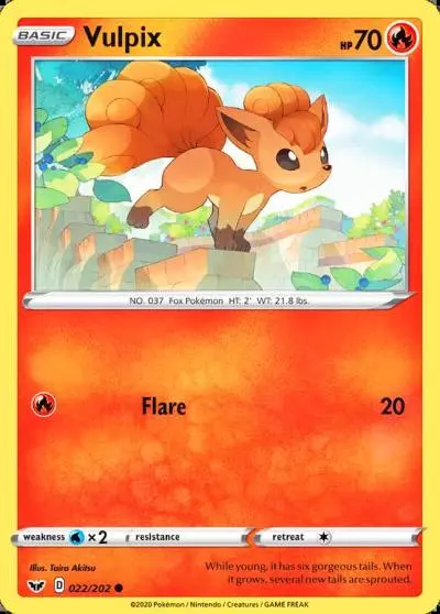 Vulpix 22/202 Sword & Shield Pokemon card