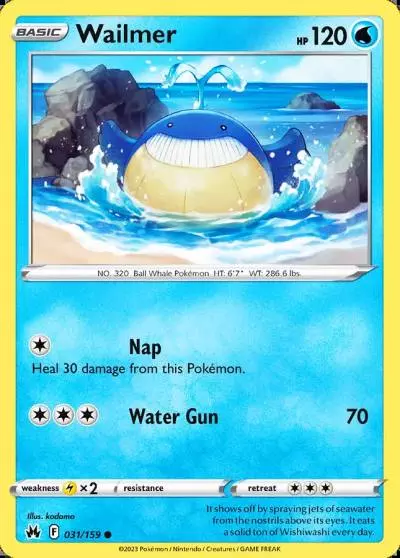Wailmer 31/159 Crown Zenith Pokemon card