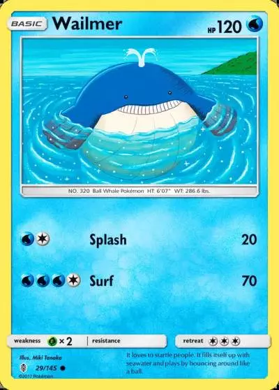 Wailmer 29/145 Guardians Rising Pokemon card
