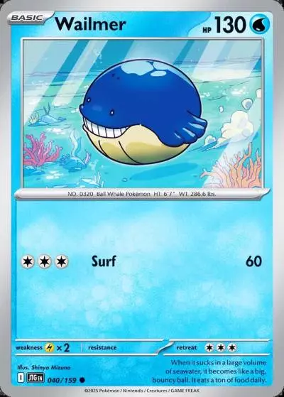 Wailmer 40/159 Journey Together Pokemon card