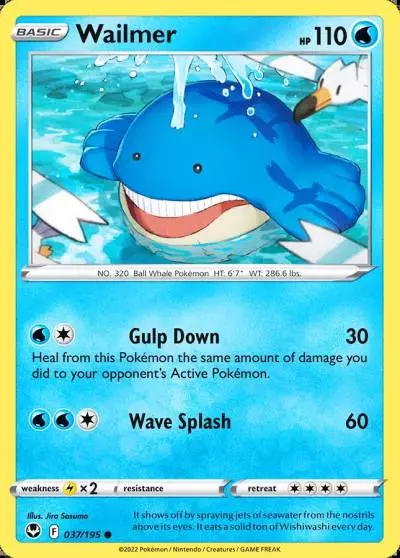 Wailmer 37/195 Silver Tempest Pokemon card