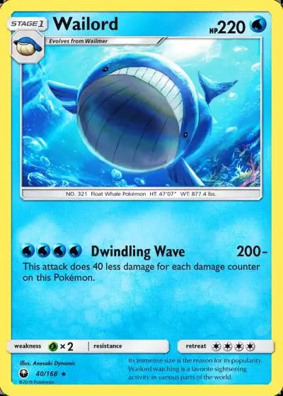 Wailord 40/168 Celestial Storm Pokemon card