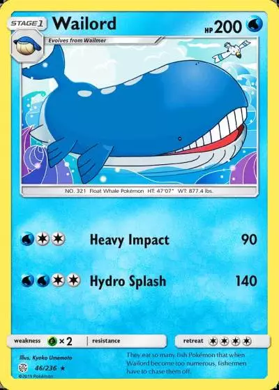 Wailord 46/236 Cosmic Eclipse Pokemon card
