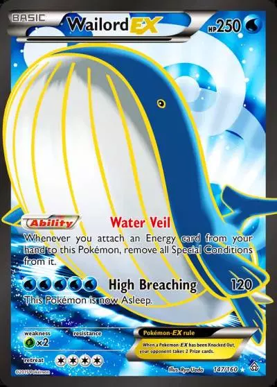 Wailord-EX 147/160 Primal Clash Pokemon card