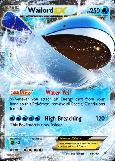Wailord-EX 38/160 Primal Clash Pokemon card