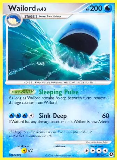 Wailord 30/106 Great Encounters Pokemon card