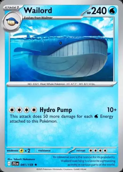 Wailord 41/159 Journey Together Pokemon card