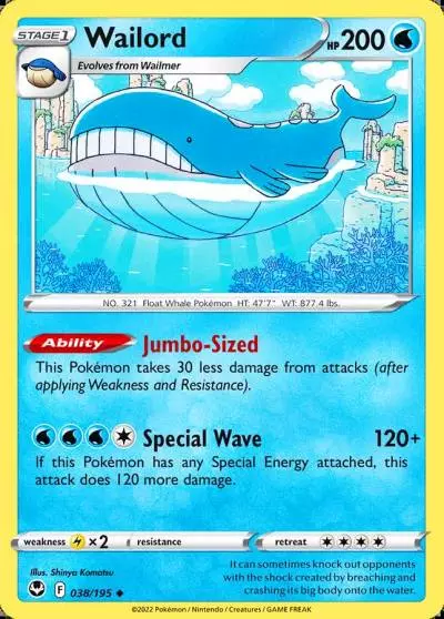 Wailord 38/195 Silver Tempest Pokemon card