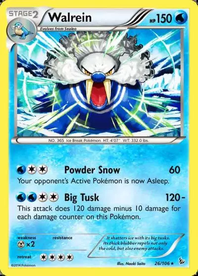 Walrein 26/106 Flashfire Pokemon card