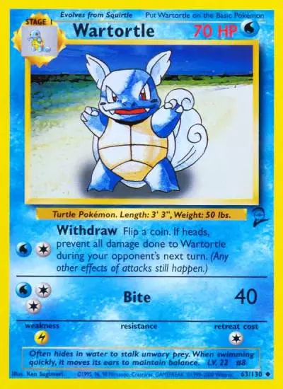 Wartortle 63/130 Base Set 2 Pokemon card