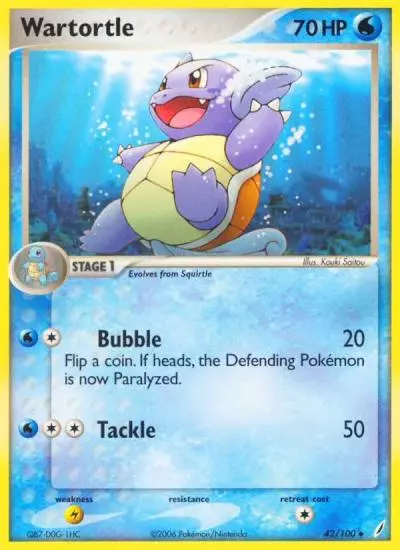 Wartortle 42/100 Crystal Guardians Pokemon card