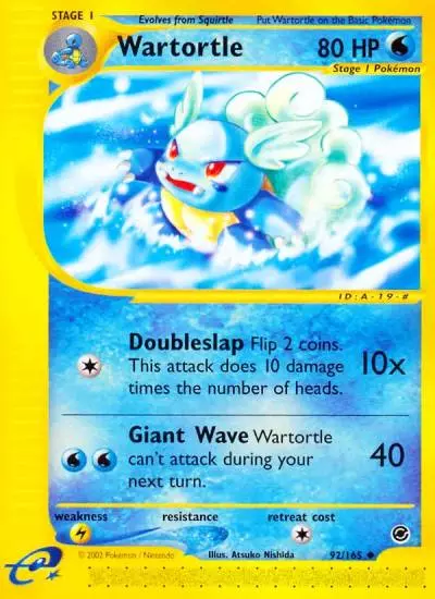 Wartortle 92/165 Expedition Base Set Pokemon card
