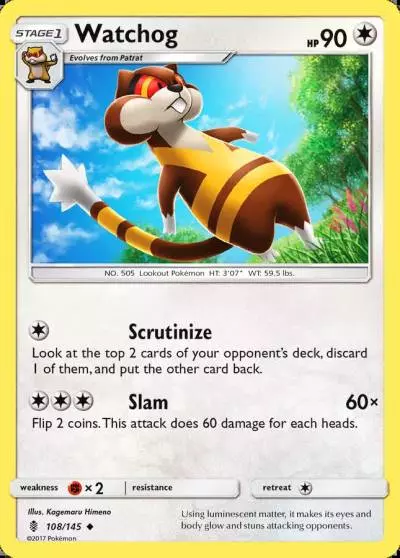Watchog 108/145 Guardians Rising Pokemon card