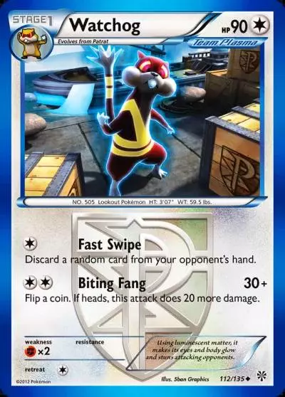 Watchog 112/135 Plasma Storm Pokemon card