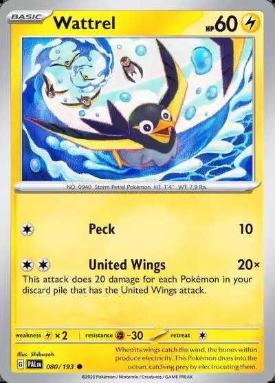 Wattrel 80/193 Paldea Evolved Pokemon card