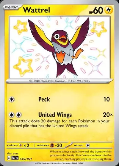 Wattrel 145/91 Paldean Fates Pokemon card