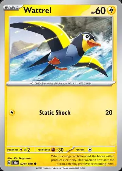 Wattrel 78/198 Scarlet & Violet Pokemon card