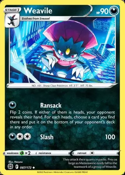 Weavile 87/172 Brilliant Stars Pokemon card