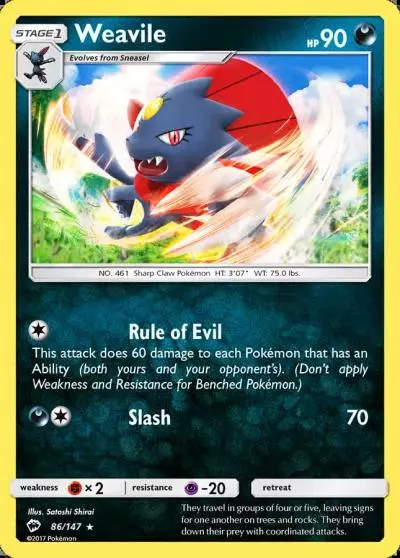 Weavile 86/147 Burning Shadows Pokemon card