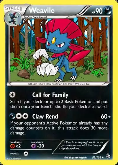 Weavile 52/106 Flashfire Pokemon card