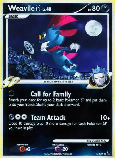 Weavile G 17/127 Platinum Pokemon card