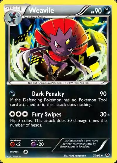 Weavile 70/99 Next Destinies Pokemon card