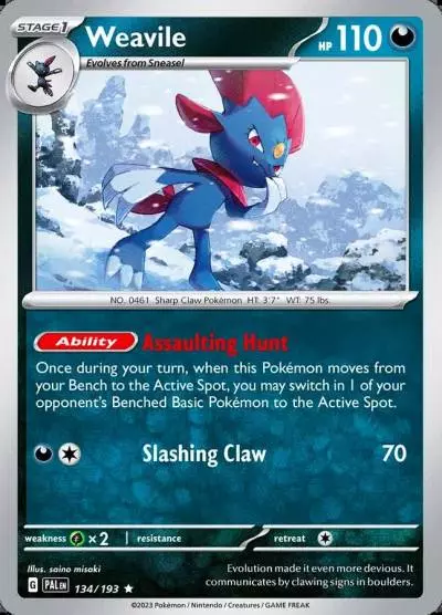 Weavile 134/193 Paldea Evolved Pokemon card