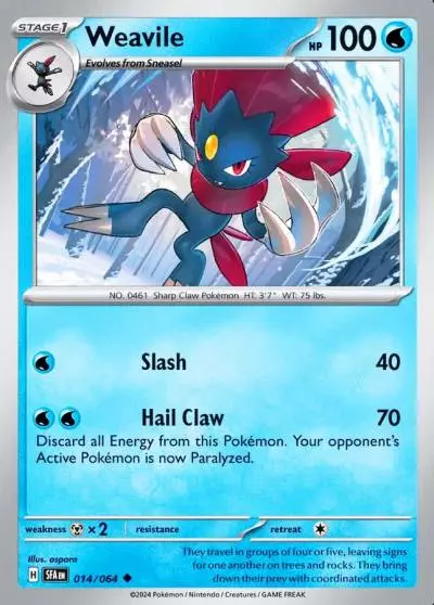 Weavile 14/64 Shrouded Fable Pokemon card