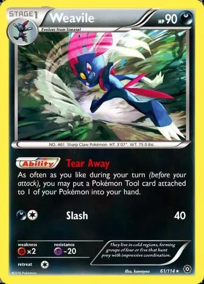 Weavile 61/114 Steam Siege Pokemon card