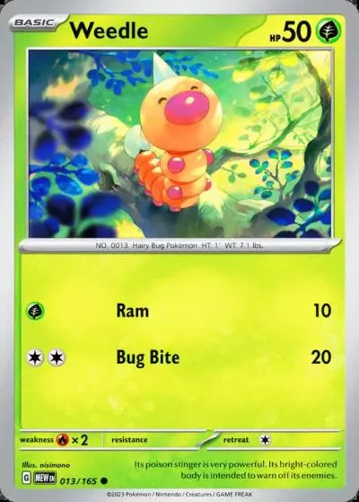 Weedle 13/165 151 Pokemon card