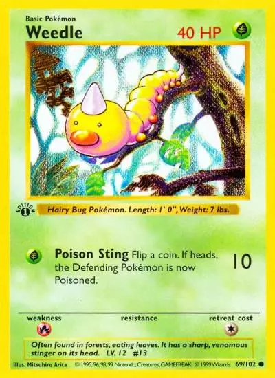 Weedle 69/102 Base Pokemon card