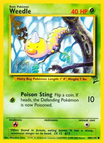 Weedle 100/130 Base Set 2 Pokemon card