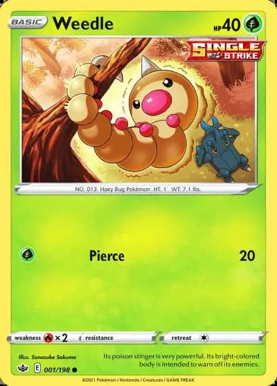 Weedle 1/198 Chilling Reign Pokemon card