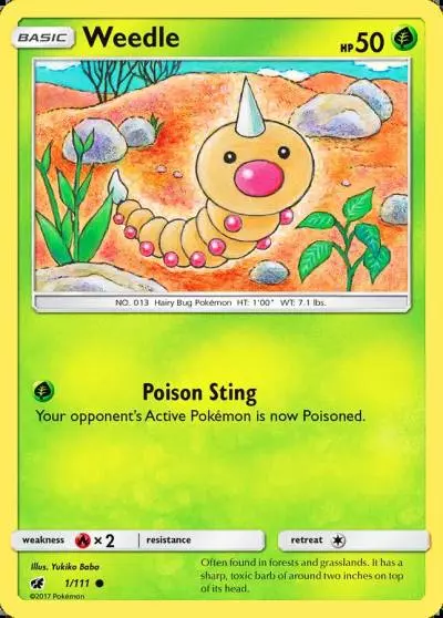 Weedle 1/111 Crimson Invasion Pokemon card