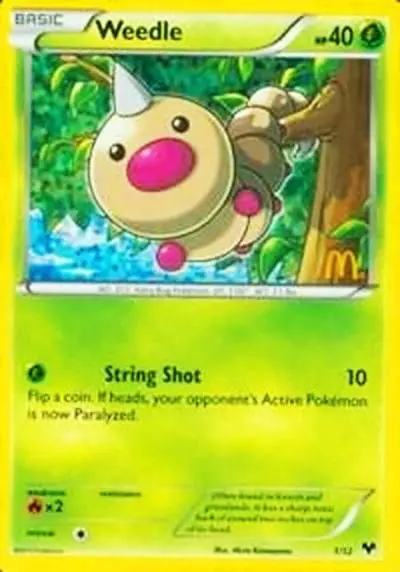 Weedle 1/12 McDonald's Collection 2014 Pokemon card