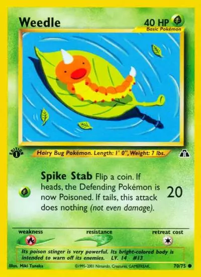 Weedle 70/75 Neo Discovery Pokemon card