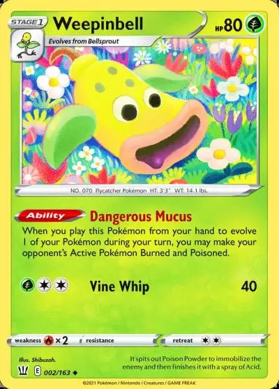 Weepinbell 2/163 Battle Styles Pokemon card