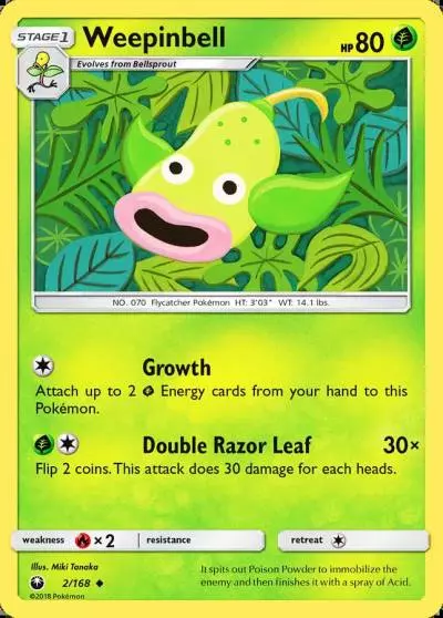Weepinbell 2/168 Celestial Storm Pokemon card