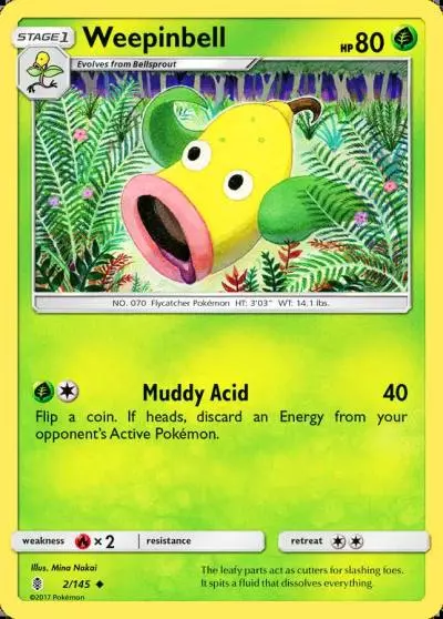 Weepinbell 2/145 Guardians Rising Pokemon card