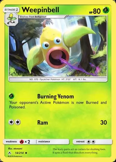 Weepinbell 14/214 Unbroken Bonds Pokemon card