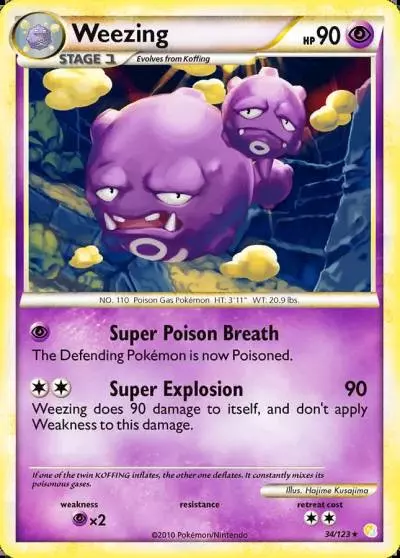 Weezing 34/123 HeartGold & SoulSilver Pokemon card