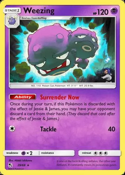 Weezing 29/68 Hidden Fates Pokemon card