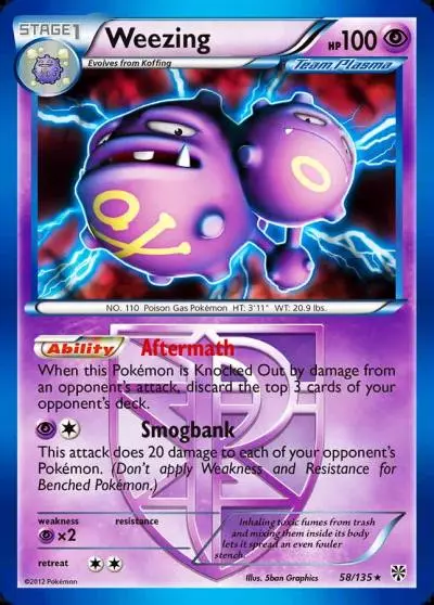 Weezing 58/135 Plasma Storm Pokemon card