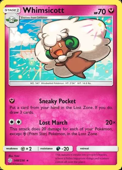 Whimsicott 148/236 Cosmic Eclipse Pokemon card