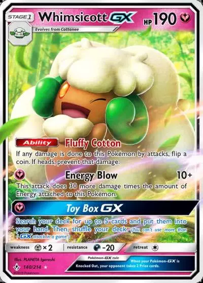 Whimsicott-GX 140/214 Unbroken Bonds Pokemon card